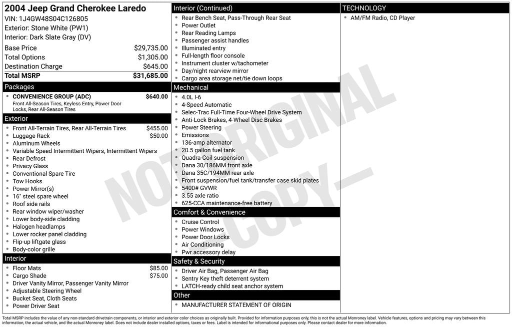 jeep grand cherokee 2004 1J4GW48S04C126805 image jeep grand cherokee 2004 1J4GW48S04C126805 image